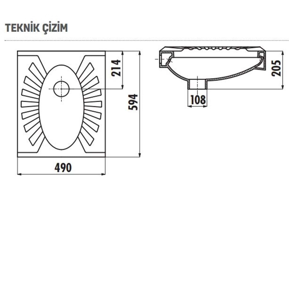 TP590B GÜNEŞ ALATURKA WC LAVABO