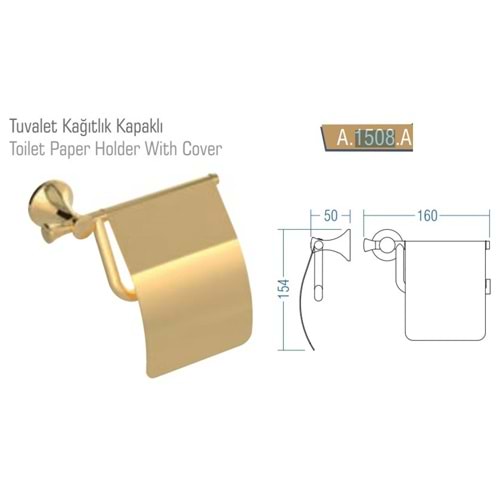 DUX043-A1508A Art Tuvalet Kağıtlık Kapaklı-Altın PASLANMAZ