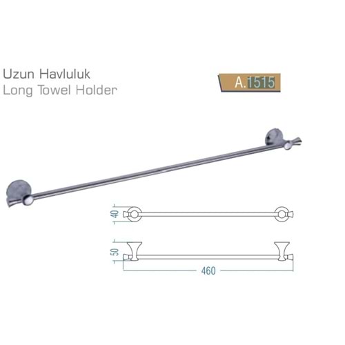 Art Uzun Havluluk 50 cm-Krom PASLANMAZ